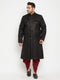 Vastramay Men's Plus Size Black Sherwani Set
